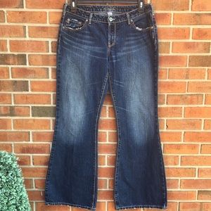 Vintage Silver Plus Jeans Flare Leg Dark Wash Bootcut Jeans size 33X33